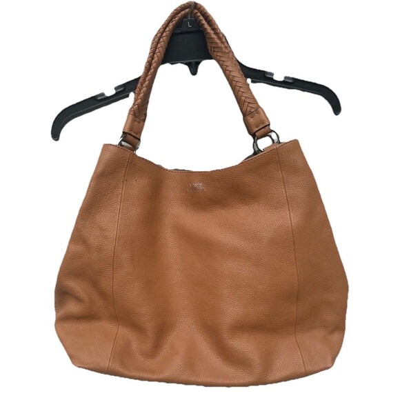 Vince Camuto Ike Tote Triple Compartment Handbag Soft Leather Hobo Cognac - Picture 1 of 12